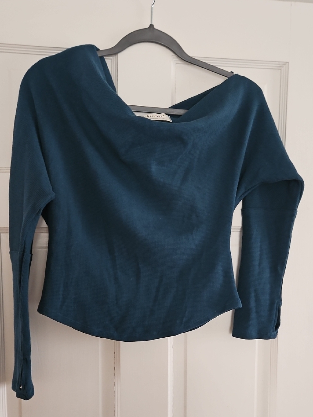 We The Free Green Thermal Knit Off The Shoulder Top Size Small